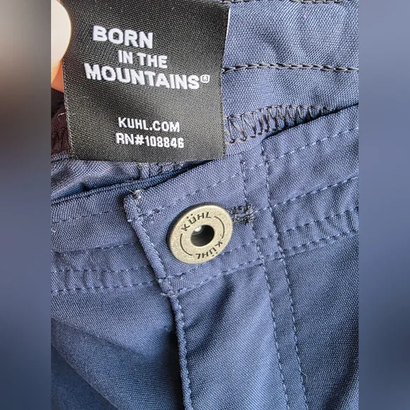 KUHL Trekr Kapri Hiking Pants Blue Ruched Side Cinch Cargo Size 8 - Picture 4 of 16